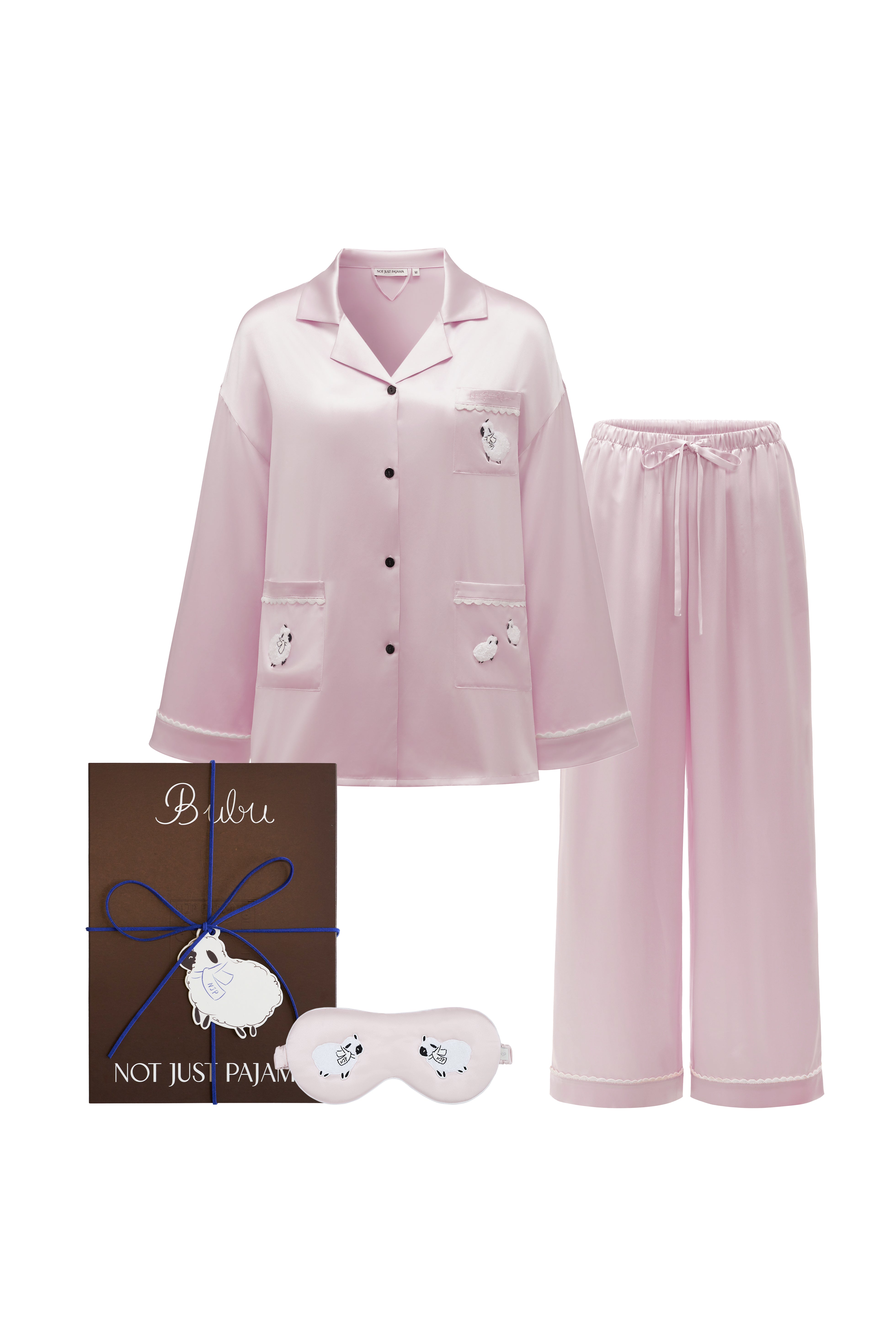 BUBU Collection Pajama Set & Sleeping Eye Mask Gift Set - Rose Pink-Gift Sets-Rose Pink-S-NJP25151 + NJP25169-Not Just Pajama