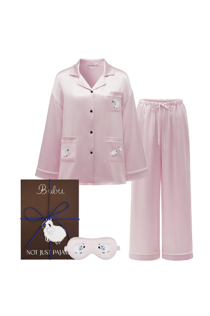 BUBU Collection Pajama Set & Sleeping Eye Mask Gift Set - Rose Pink