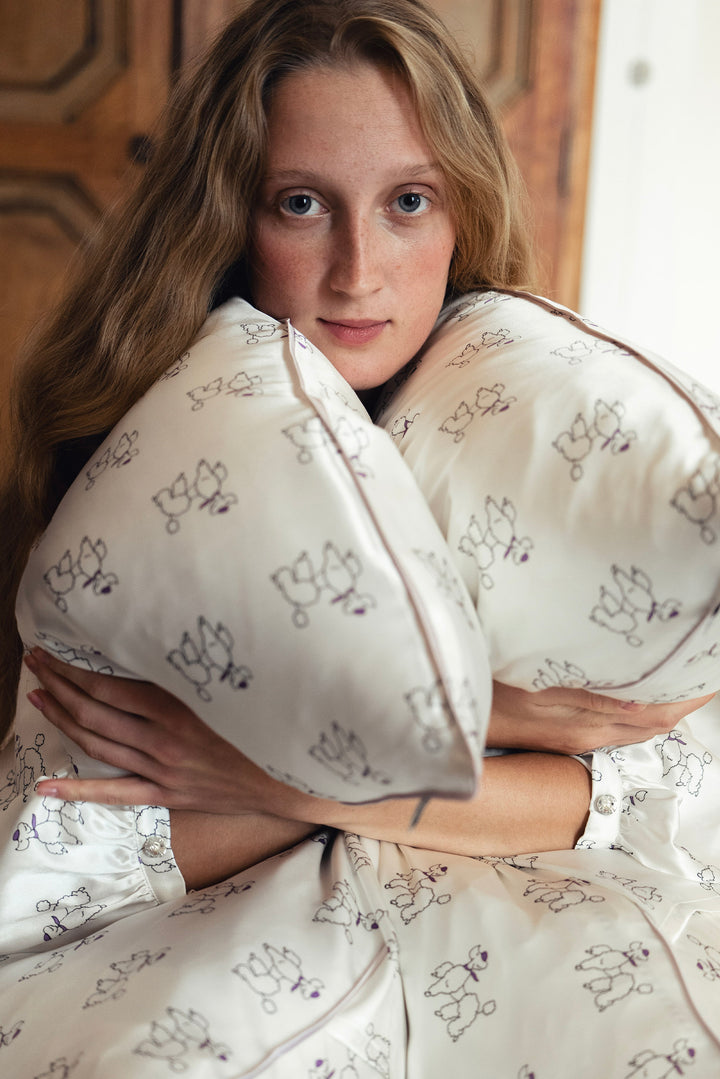 Animal Lover Box | Diamond Poodles Silk Sleeping Eye Mask & Pillowcase