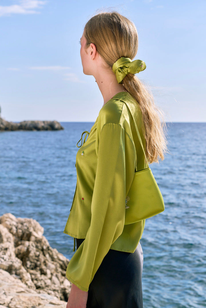 PAJA Beaded Summer Escapes Long Sleeve Blose - Green