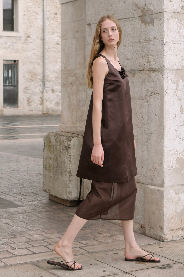 PAJA Dinner Hour Silk-Wool Satin Sleeveless Dress