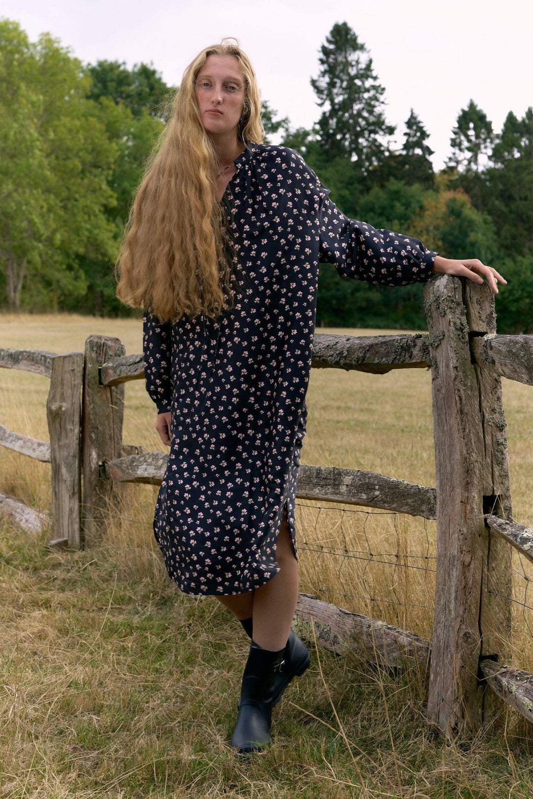 PAJA Farm Edit Dupion Silk Printed Long-Sleeved Shirt Dress - Black Not Just Pajama PAJA Farm Edit Dupion Silk Printed Long-Sleeved Shirt Dress - Black Not Just Pajama