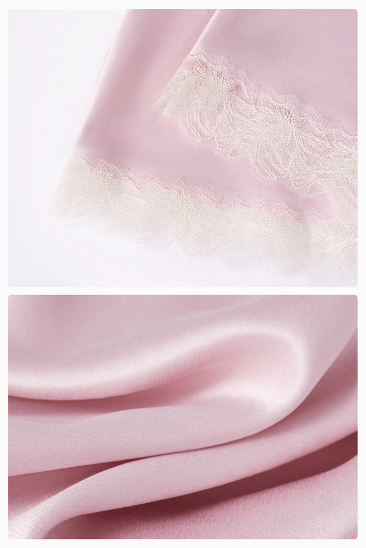 PAJA Bias-Cut 25 Momme Silk Crepe Satin Lace-Trim Skirt