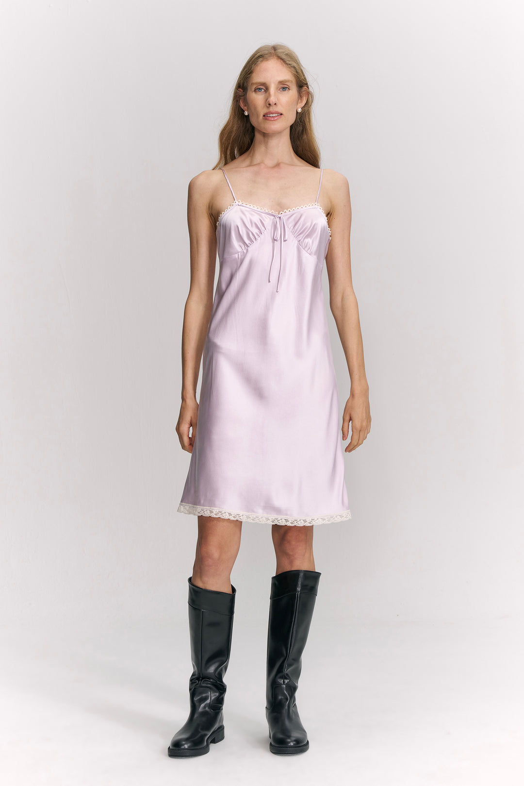 PAJA Farm Edit Silk Bias-Cut Lace Slip Dress - Amethyst