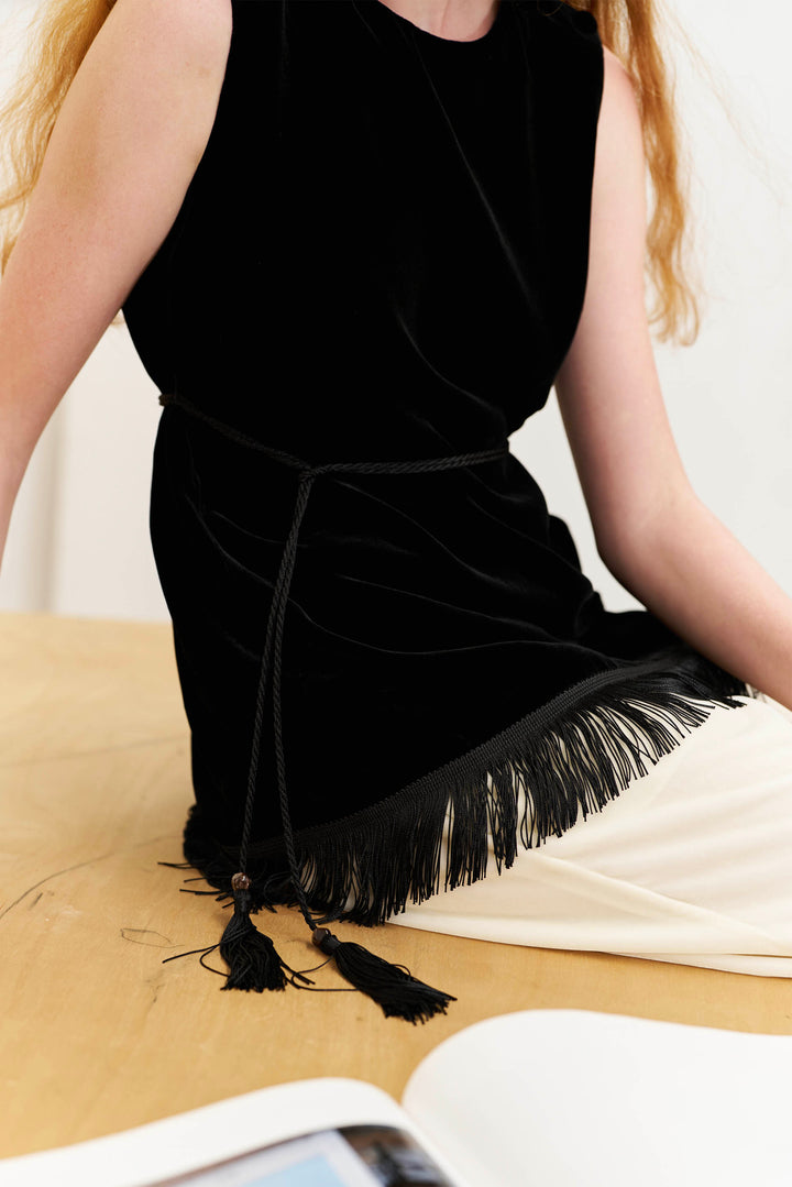 PAJA Summer Shimmer Silk Velvet Fringe-Trim Vest Top