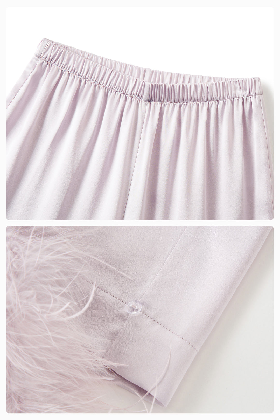 VEGA Collection Feathered Silk Rhinestone-Embellished Long Sleeve Set - Amethyst