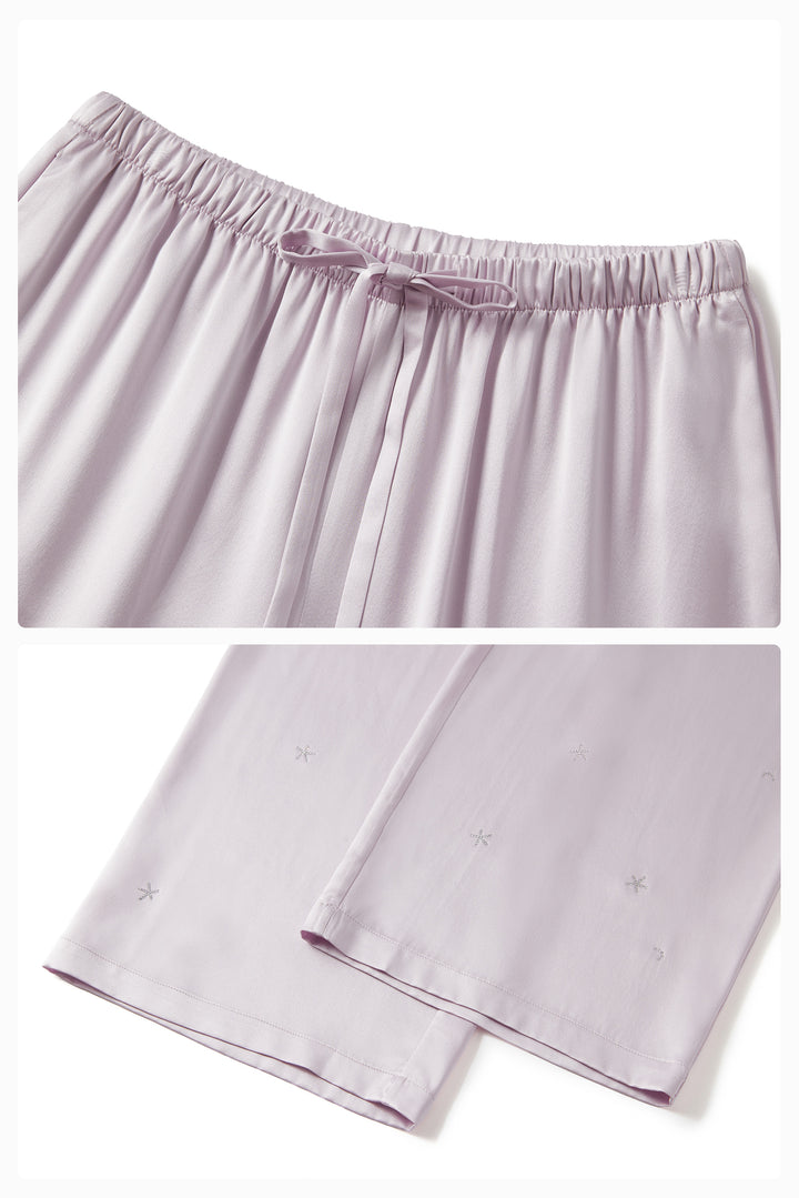 VEGA Collection Silk Rhinestone-Embellished Long Sleeve Set - Amethyst