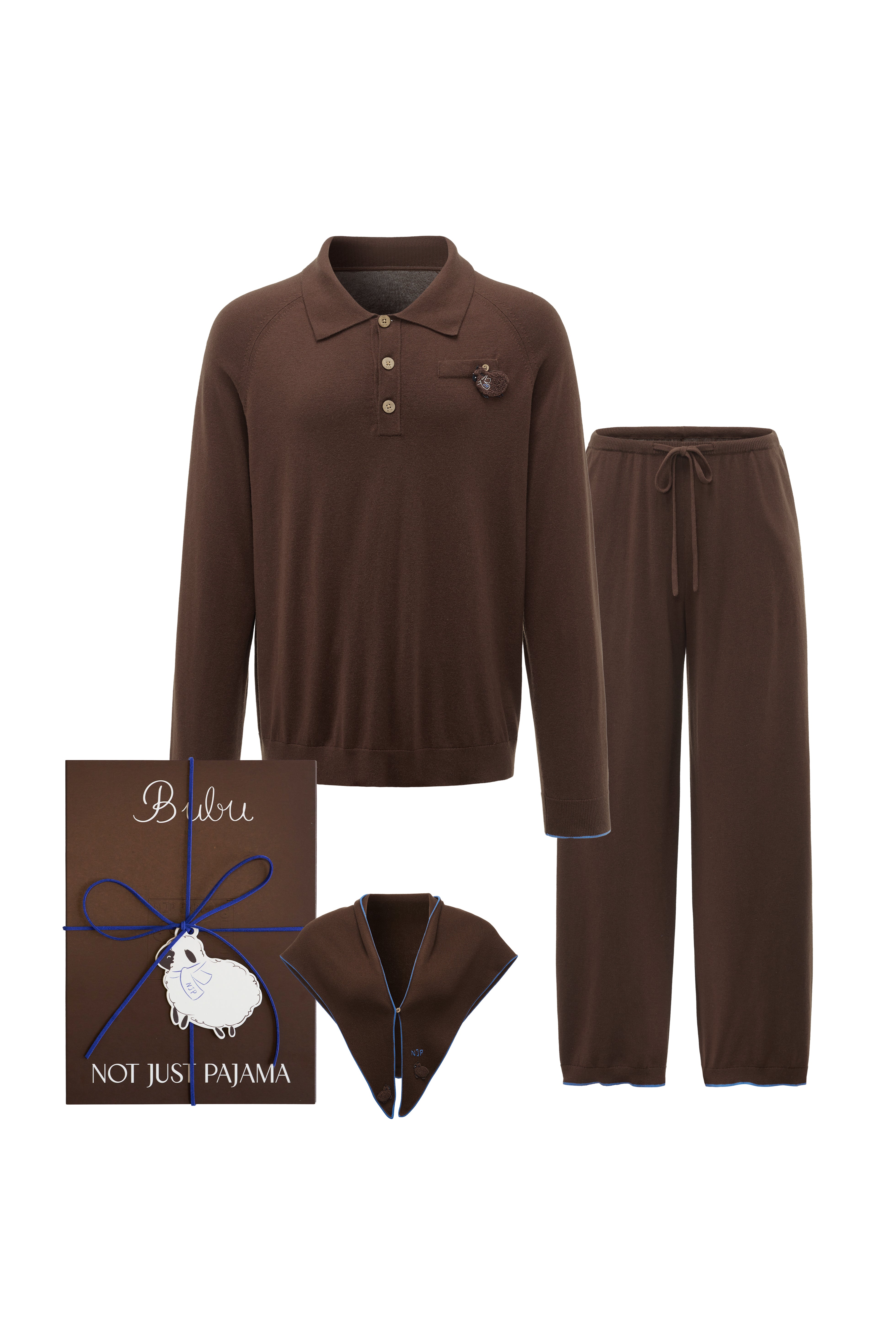 BUBU Collection Cashmere-Silk Blends Gift Box-Gift Sets-Brown-S-NJP25144 + NJP25145 + NJP25167-Not Just Pajama