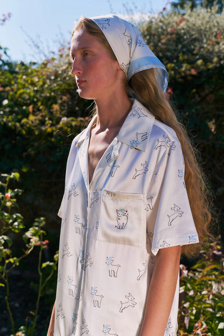 Bubbie 22 Momme Silk Printed Short-Sleeve Pajama Set