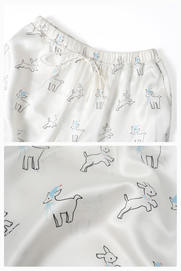 Bubbie 22 Momme Silk Printed Short-Sleeve Pajama Set