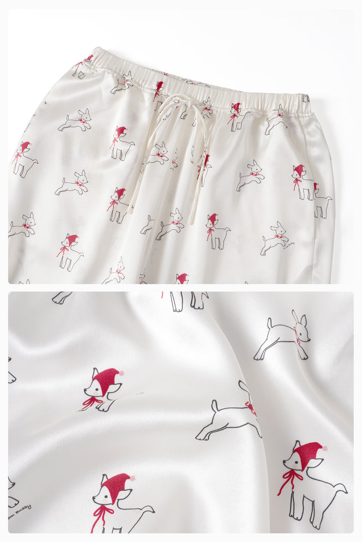 Bubbie 22 Momme Silk Printed Long-Sleeve Pajama Set