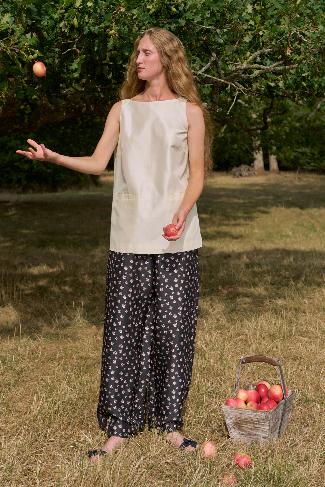 PAJA Farm Edit Dupion Silk V-Neck Backless Top - Pale Yellow