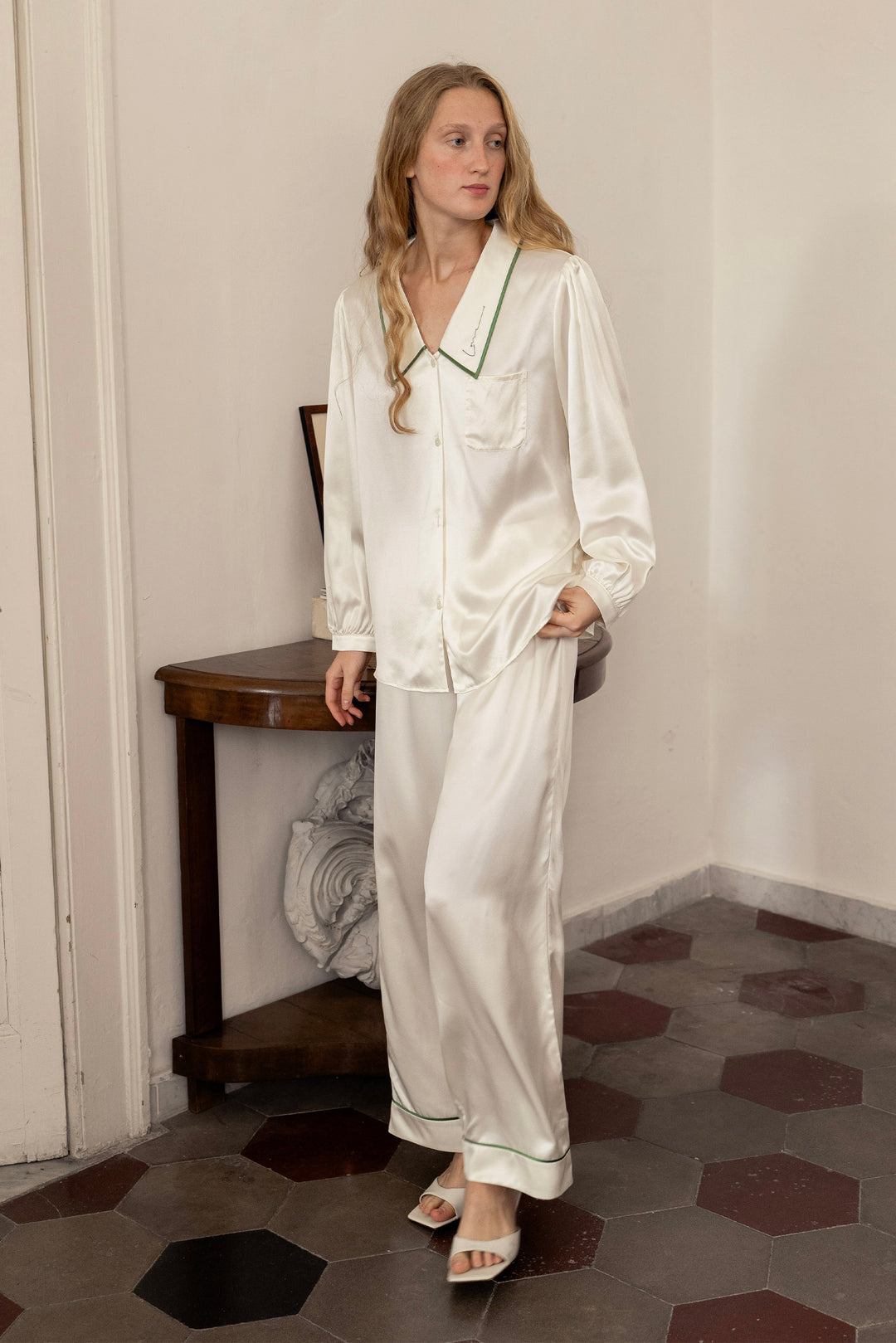 Christmas Spirit Silk Set | French Style Silk Long Set & Matching Scrunchie