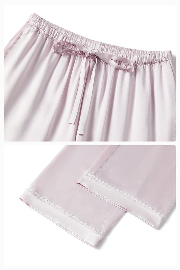 BUBU Collection Silk Velour Edging Long Sleeve Pajama Set