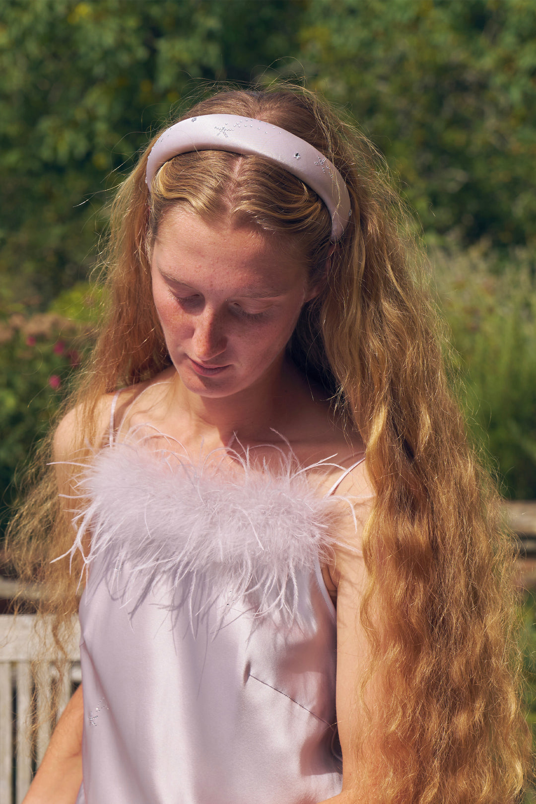 VEGA Collection Silk Rhinestone-Embellished Headband - Amethyst