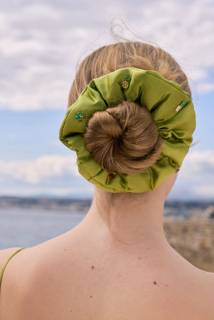PAJA Beaded Summer Escapes Silk Scrunchies - Green