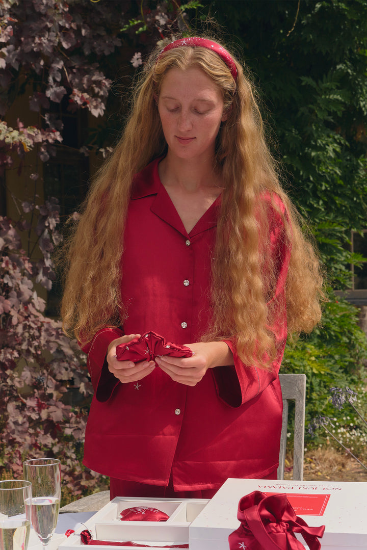 VEGA Women’s 22mm Mulberry Silk Crystal Scrunchie-Silk Accessories-Not Just Pajama