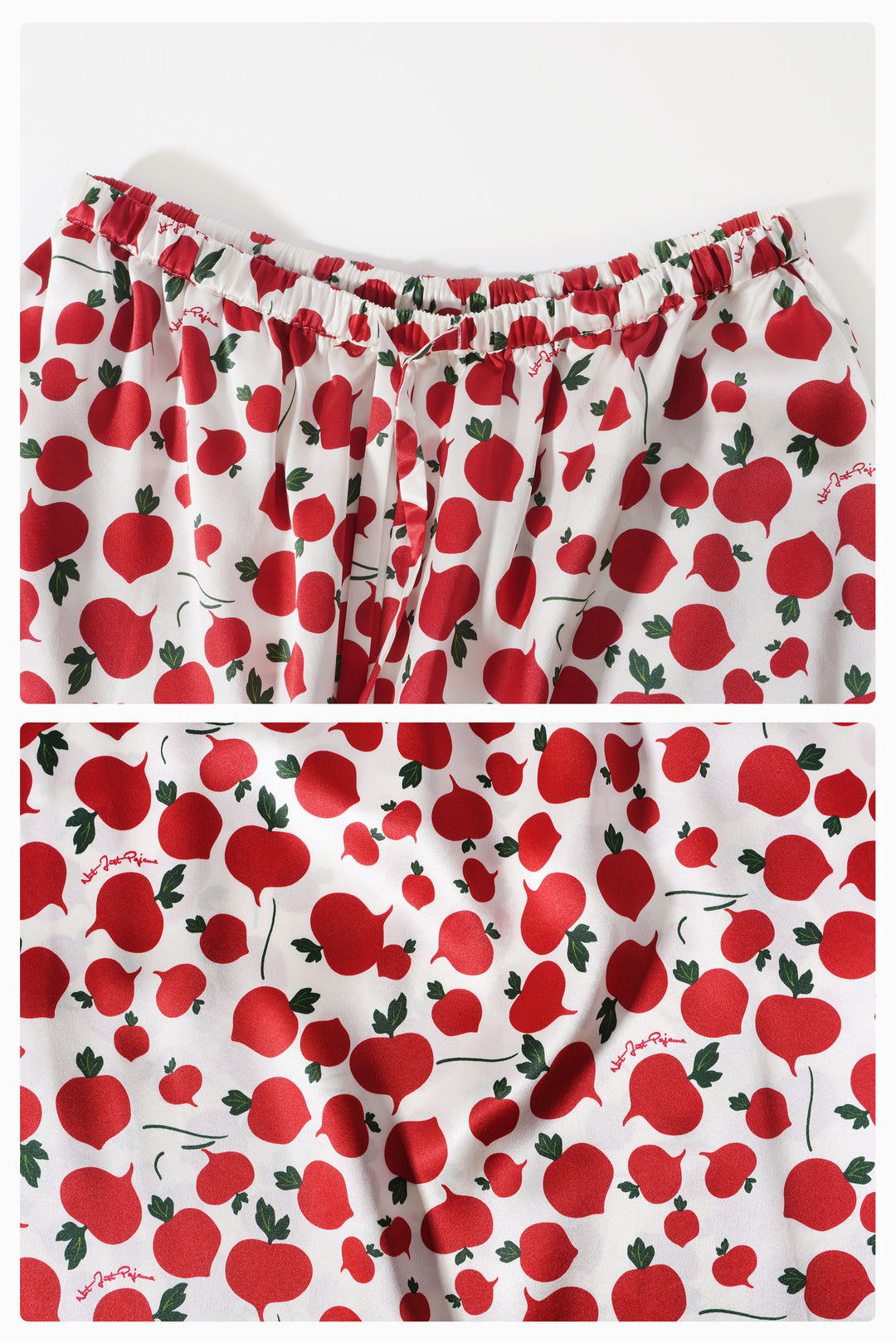 Farm Edit Red Turnip Print 22 Momme Silk Tank Shorts Set