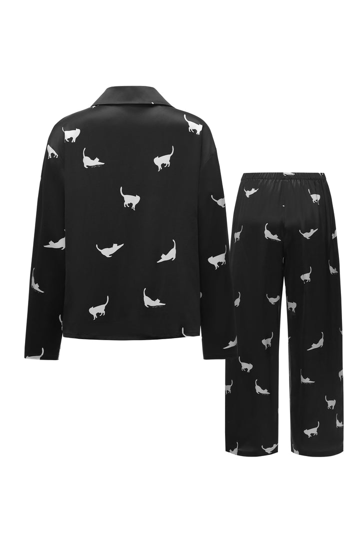 Cats Edition Silk Pajamas Long Set