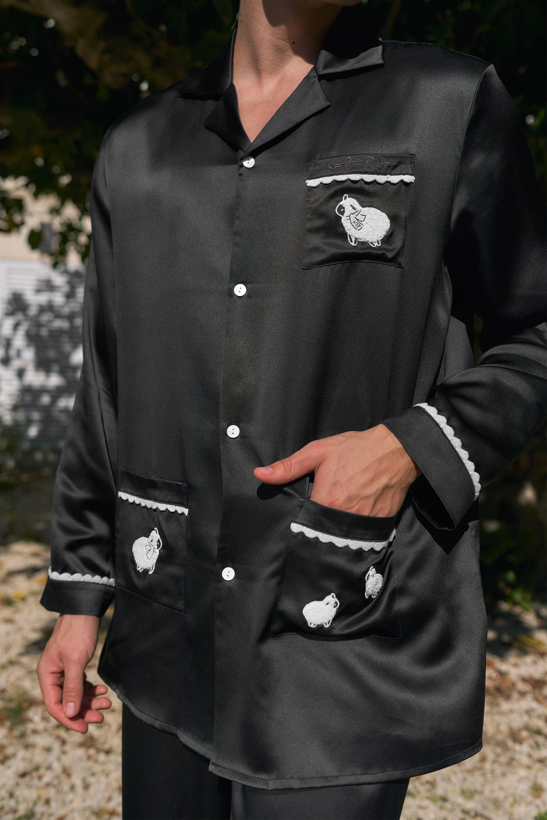 BUBU Collection Pajama Set & Sleeping Eye Mask Gift Set - Black