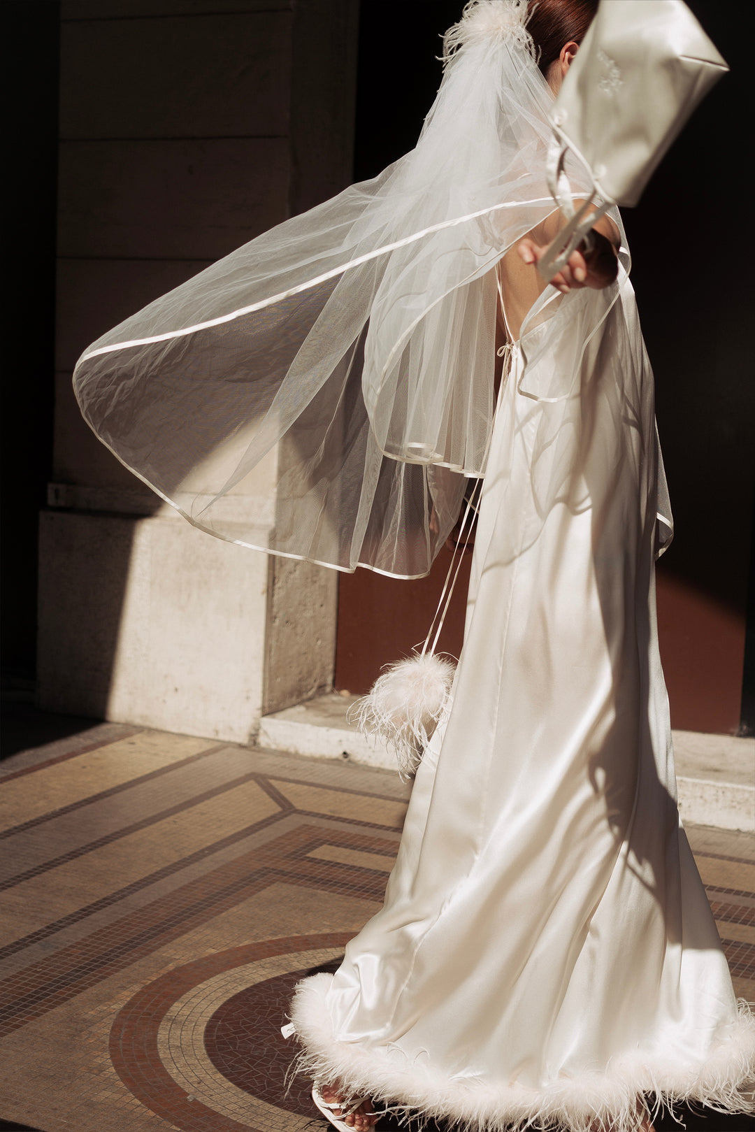 Bride-To-Be Edition | Halter Neck Silk Long Dress with Removable Feath Not Just Pajama Bride-To-Be Edition | Halter Neck Silk Long Dress with Removable Feath Not Just Pajama
