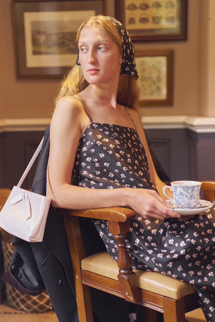 PAJA Farm Edit Dupion Silk Floral Print Maxi Dress - Black