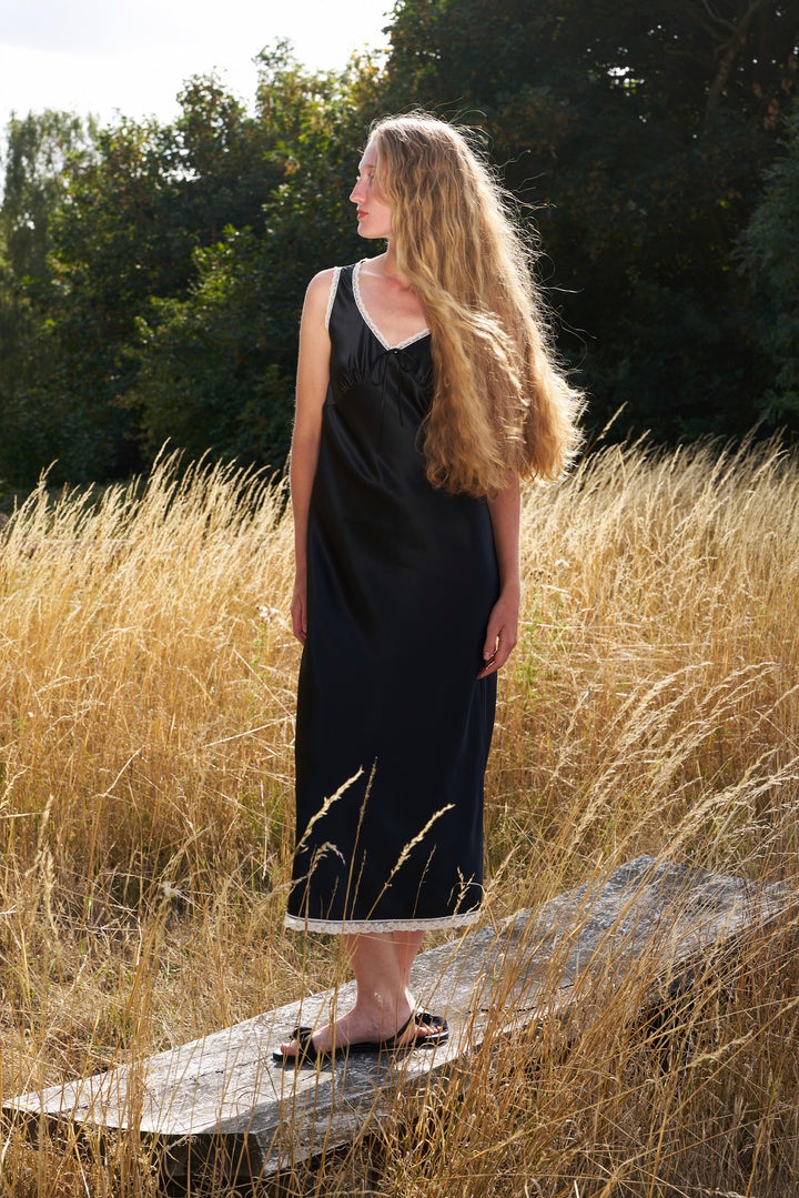 PAJA Farm Edit Silk Bias-Cut Lace Dress