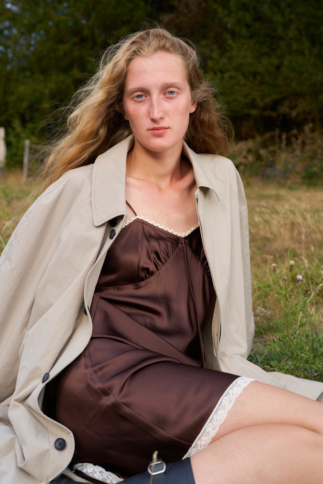PAJA Farm Edit Silk Bias-Cut Lace Slip Dress - Brown Not Just Pajama PAJA Farm Edit Silk Bias-Cut Lace Slip Dress - Brown Not Just Pajama