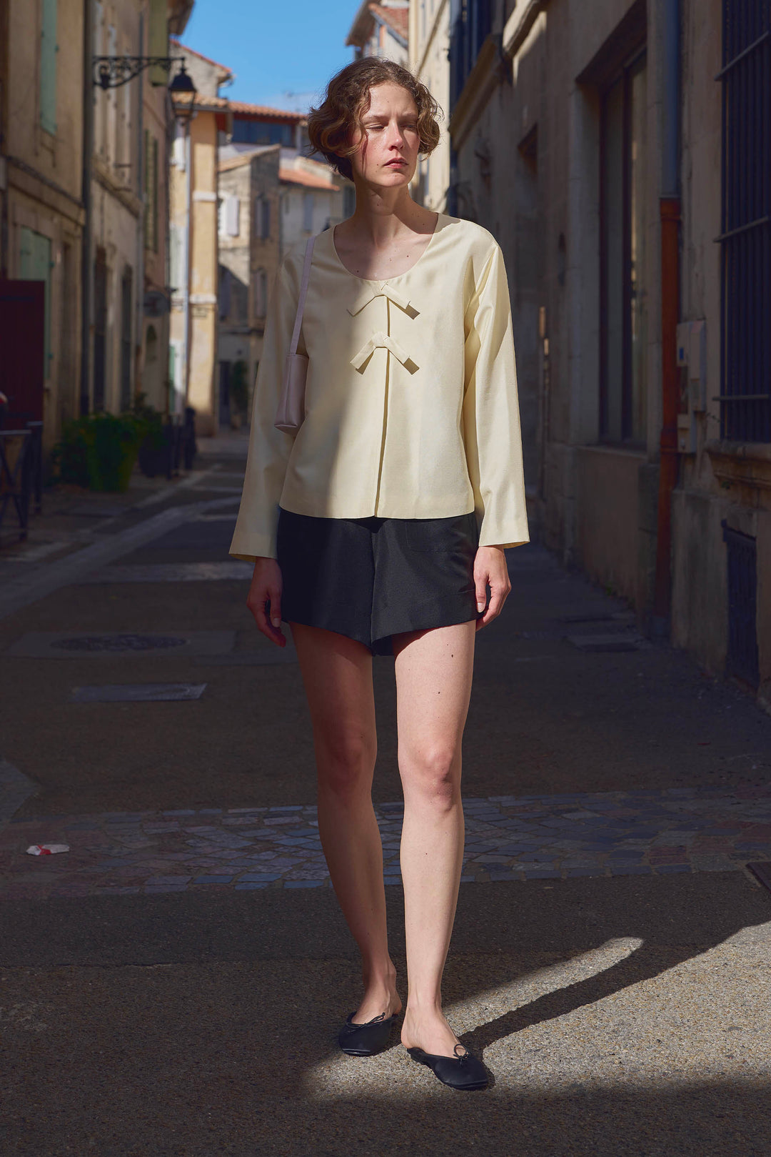 PAJA Out After Brunch Mulberry Silk U-Neck Knot Closure Jacket