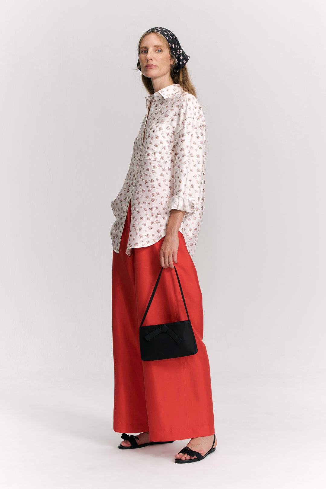 PAJA Farm Edit Dupion Silk Wide-Leg Trousers - Red