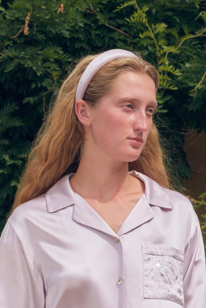 VEGA Collection Silk Rhinestone-Embellished Headband - Amethyst