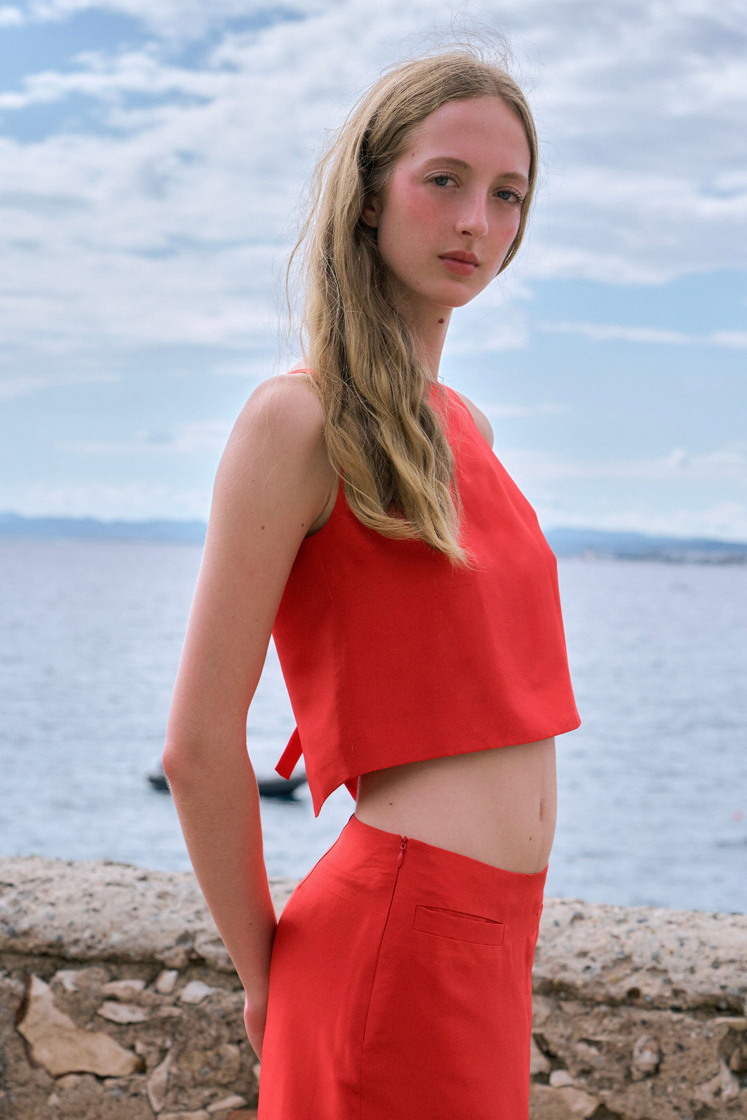 PAJA Women's Dupion Silk Top with Bows - Red