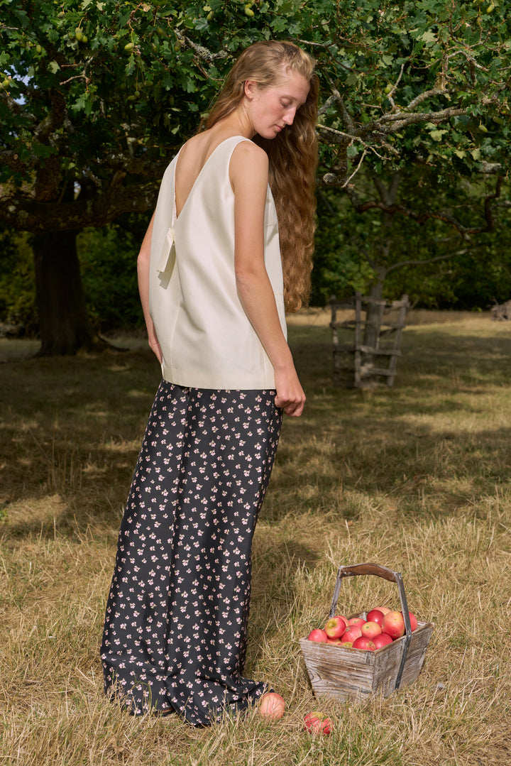 PAJA Farm Edit Dupion Silk V-Neck Backless Top - Pale Yellow