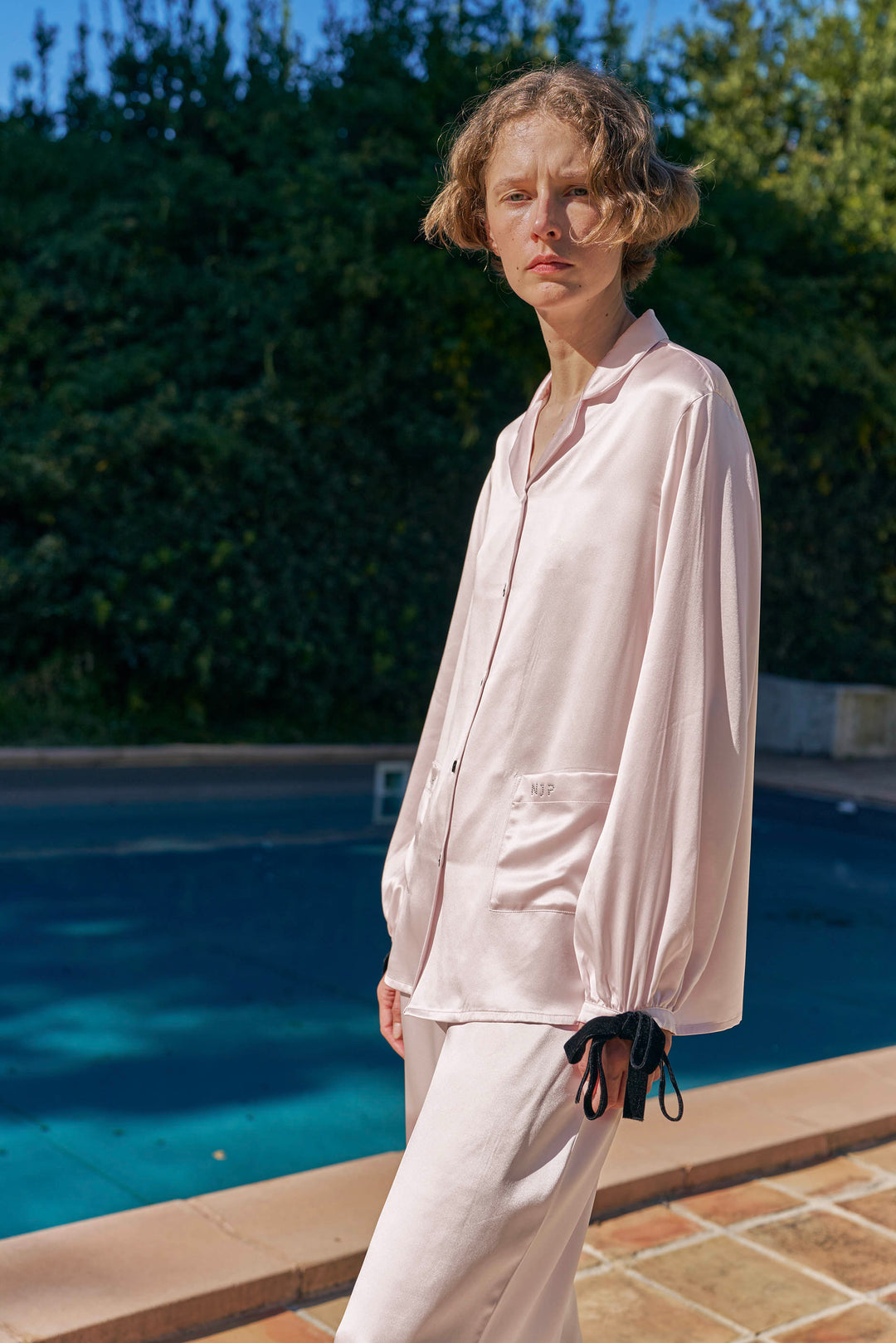 My Party 22 Momme Silk Bow Pajama Set