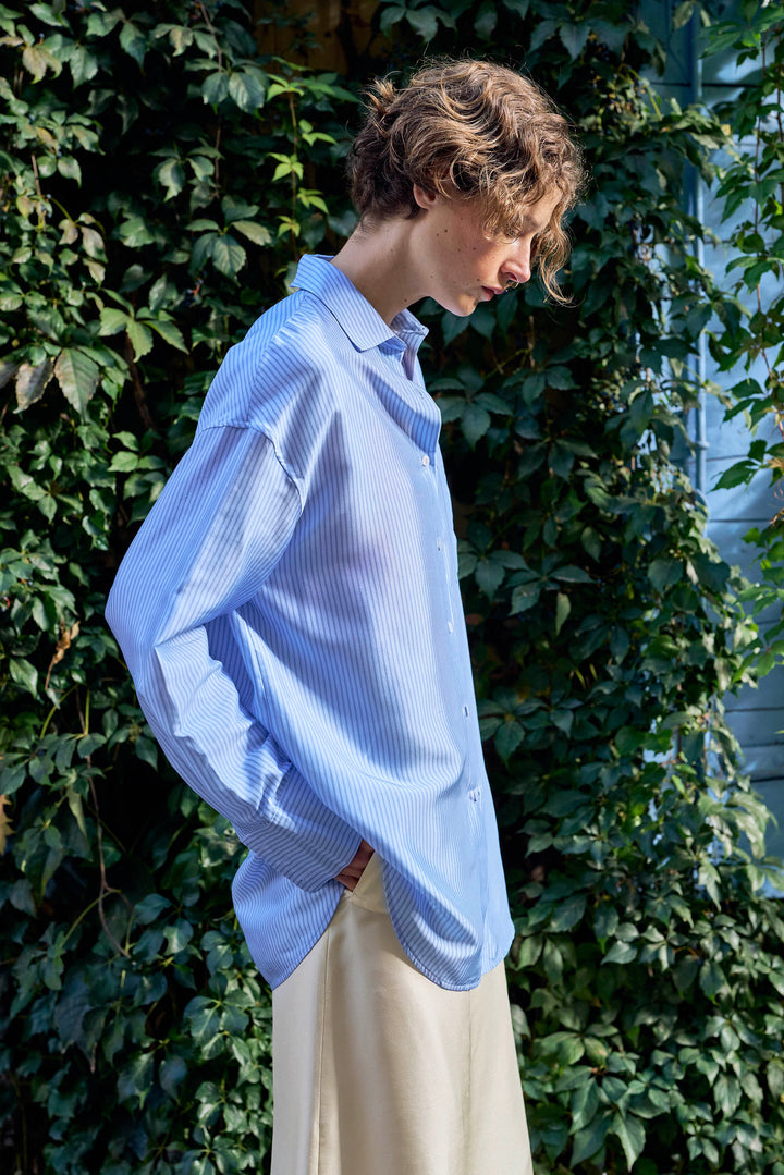 PAJA Out After Brunch Mulberry Silk Striped Shirt