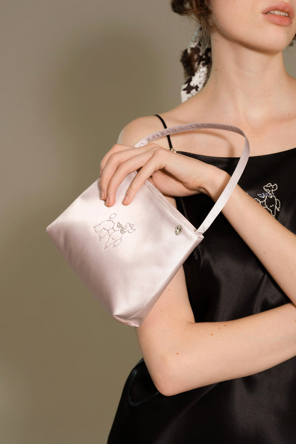 Puppy Edition Diamond Poodles Silk Handbag - Amethyst