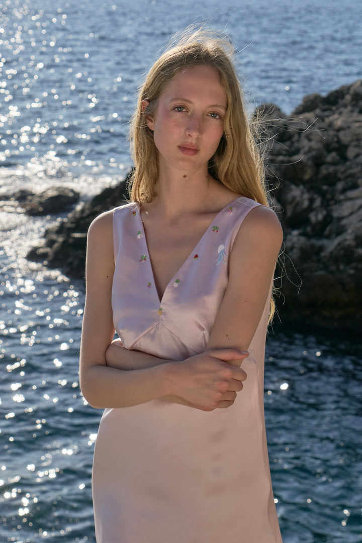 PAJA Beaded Summer Escapes Silk Sleeveless Dress - Pink