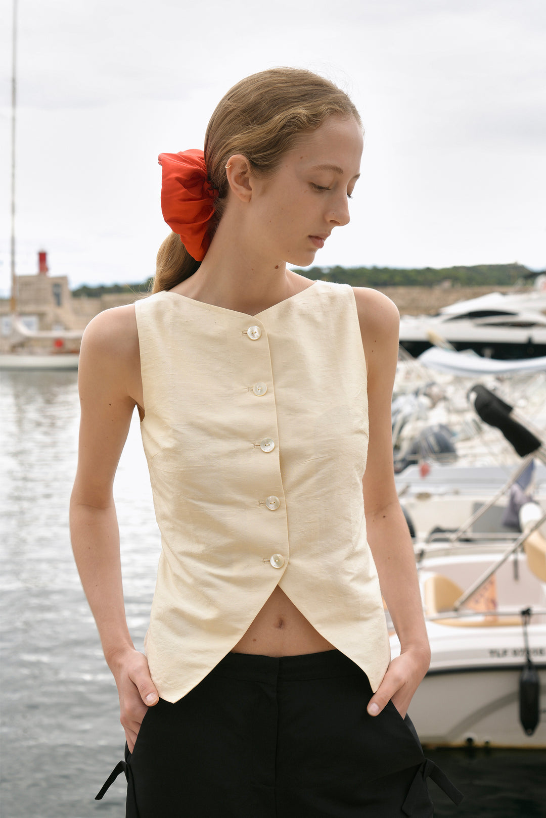 PAJA Berries Dupion Silk Oversized Scrunchie - Corn Yellow