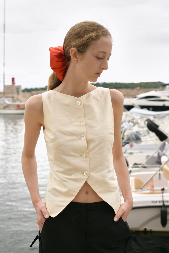 PAJA Berries Dupion Silk Oversized Scrunchie - Corn Yellow