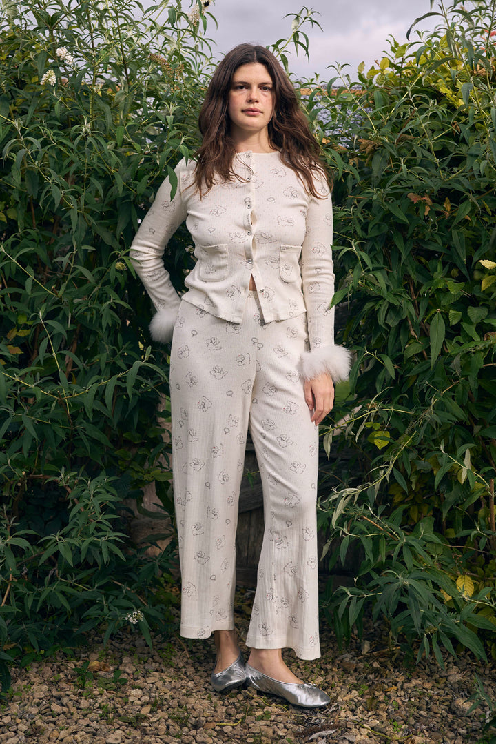 Kiki Cat Wool Silk Knit Top and Pants