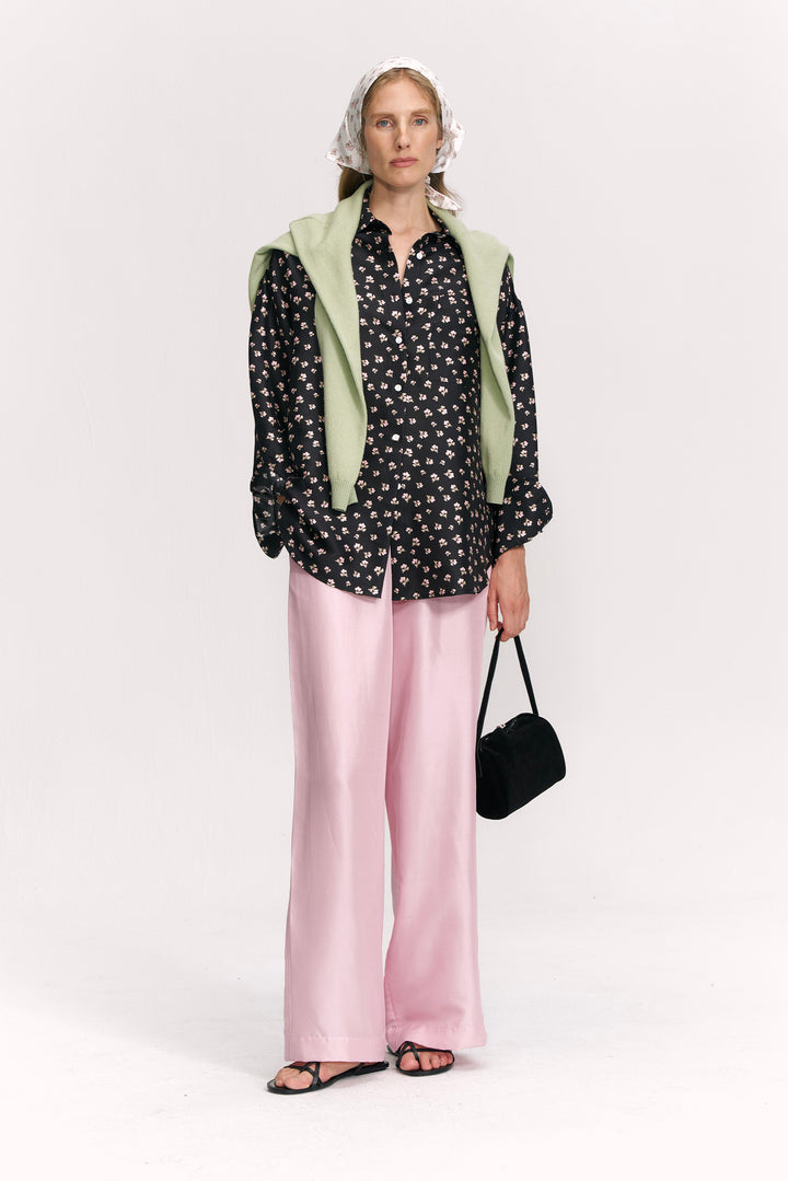 PAJA Farm Edit Dupion Silk Wide-Leg Trousers - Pink