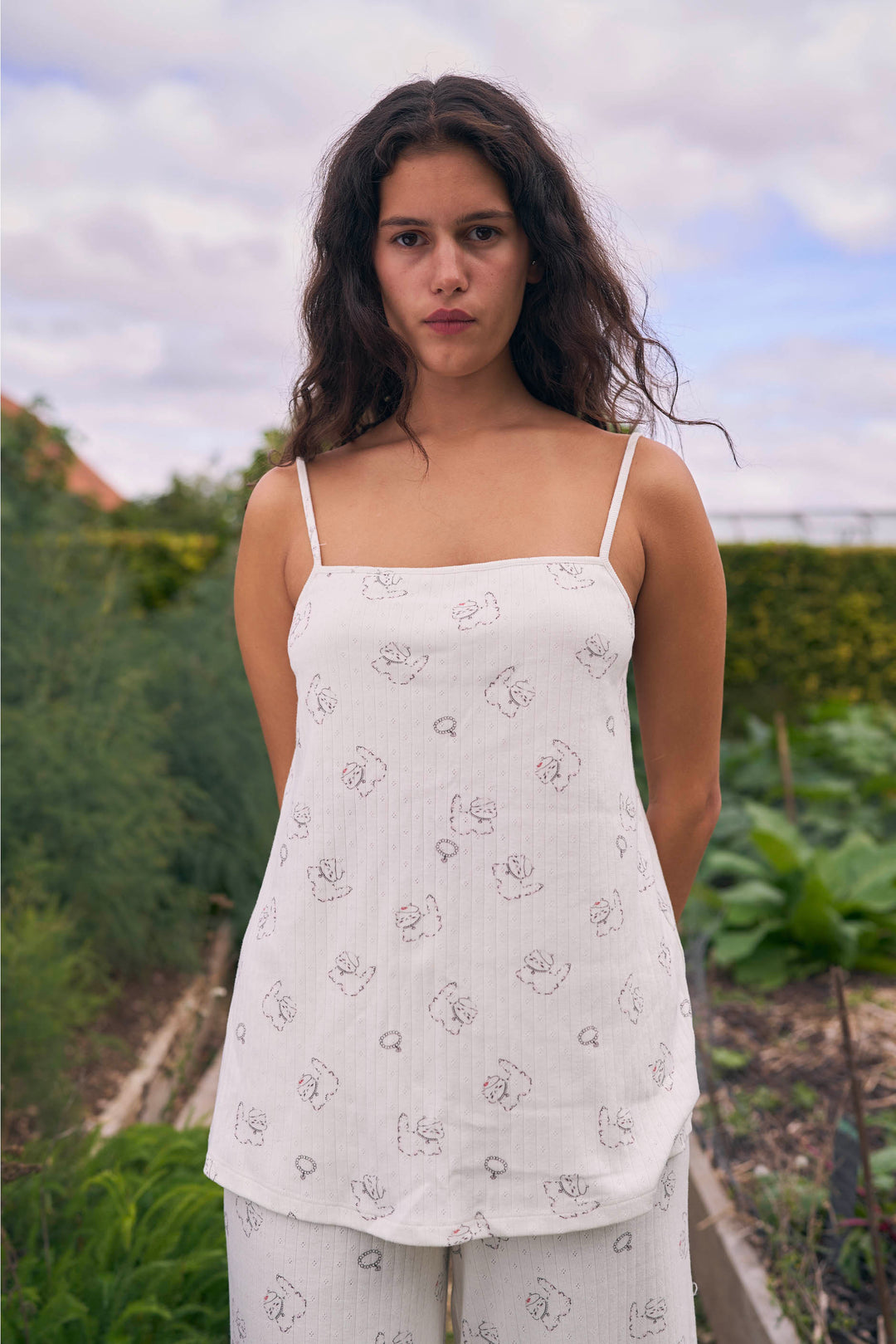 Kiki Cat Wool Silk Knit Square Neck Tank Top