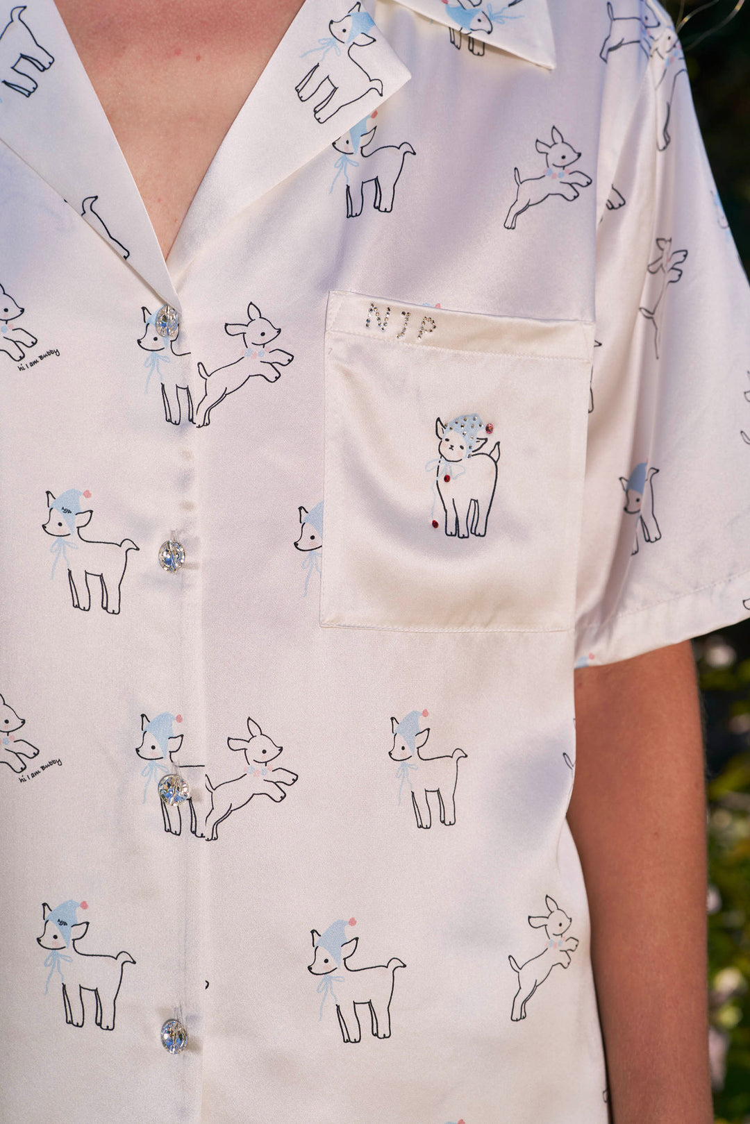 Bubbie 22 Momme Silk Printed Short-Sleeve Pajama Set