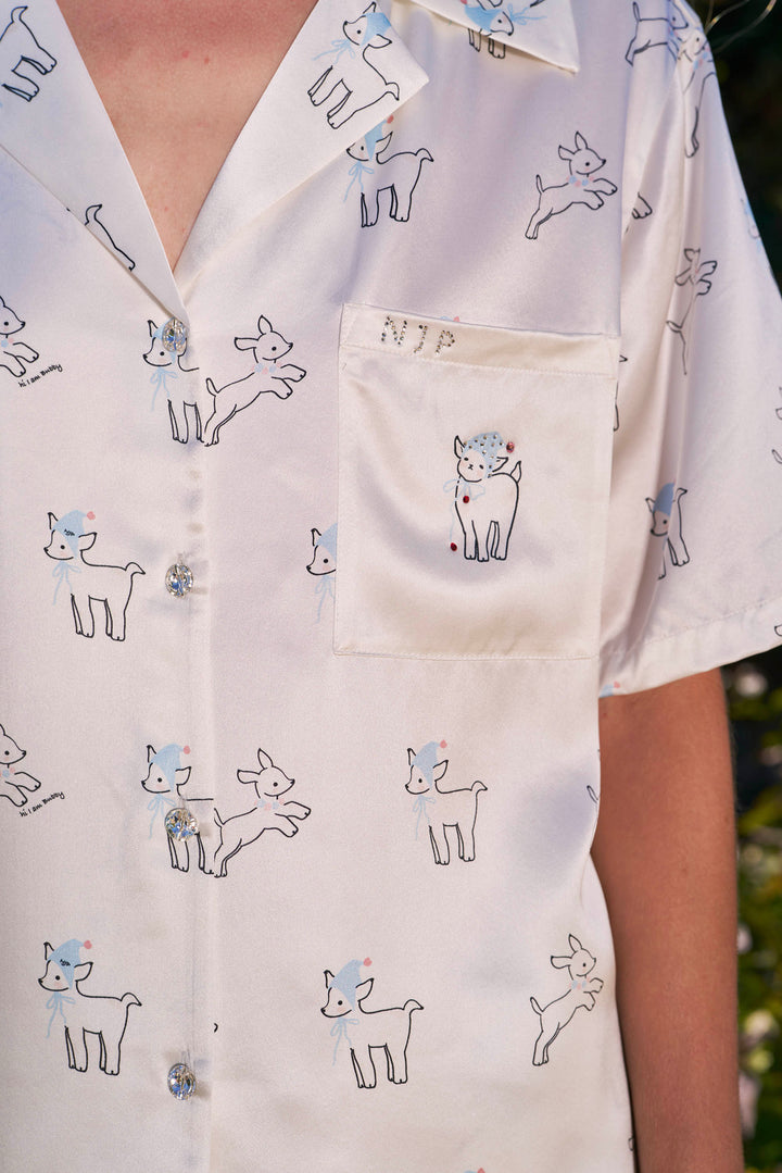 Bubbie 22 Momme Silk Printed Short-Sleeve Pajama Set