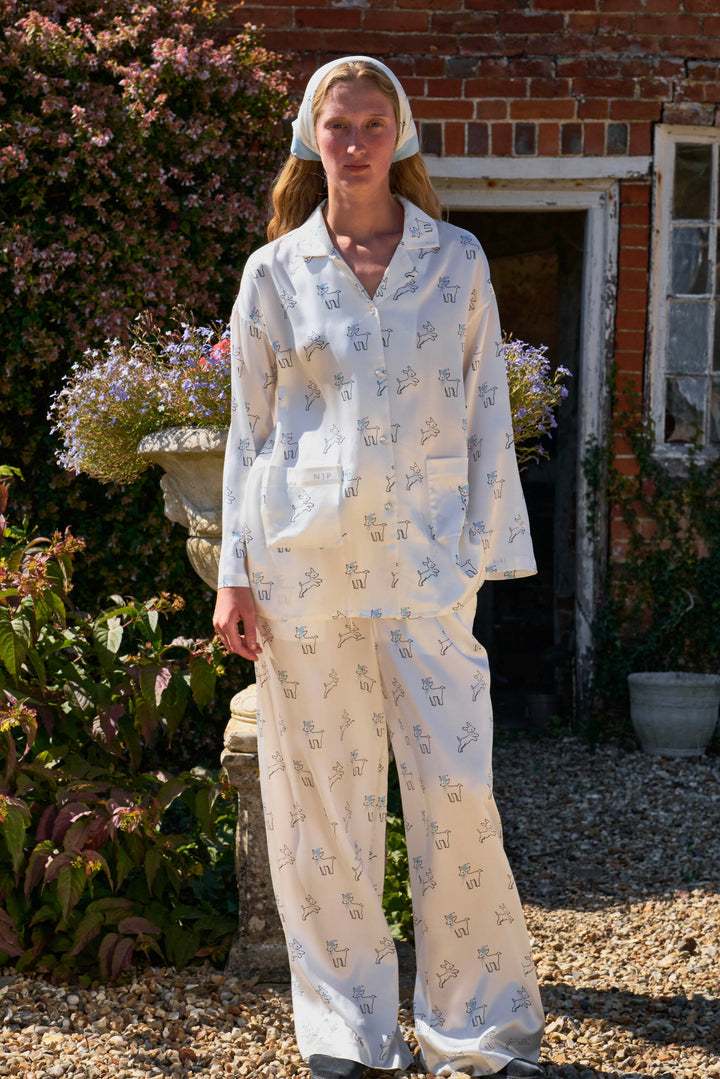 Bubbie 22 Momme Silk Printed Long-Sleeve Pajama Set