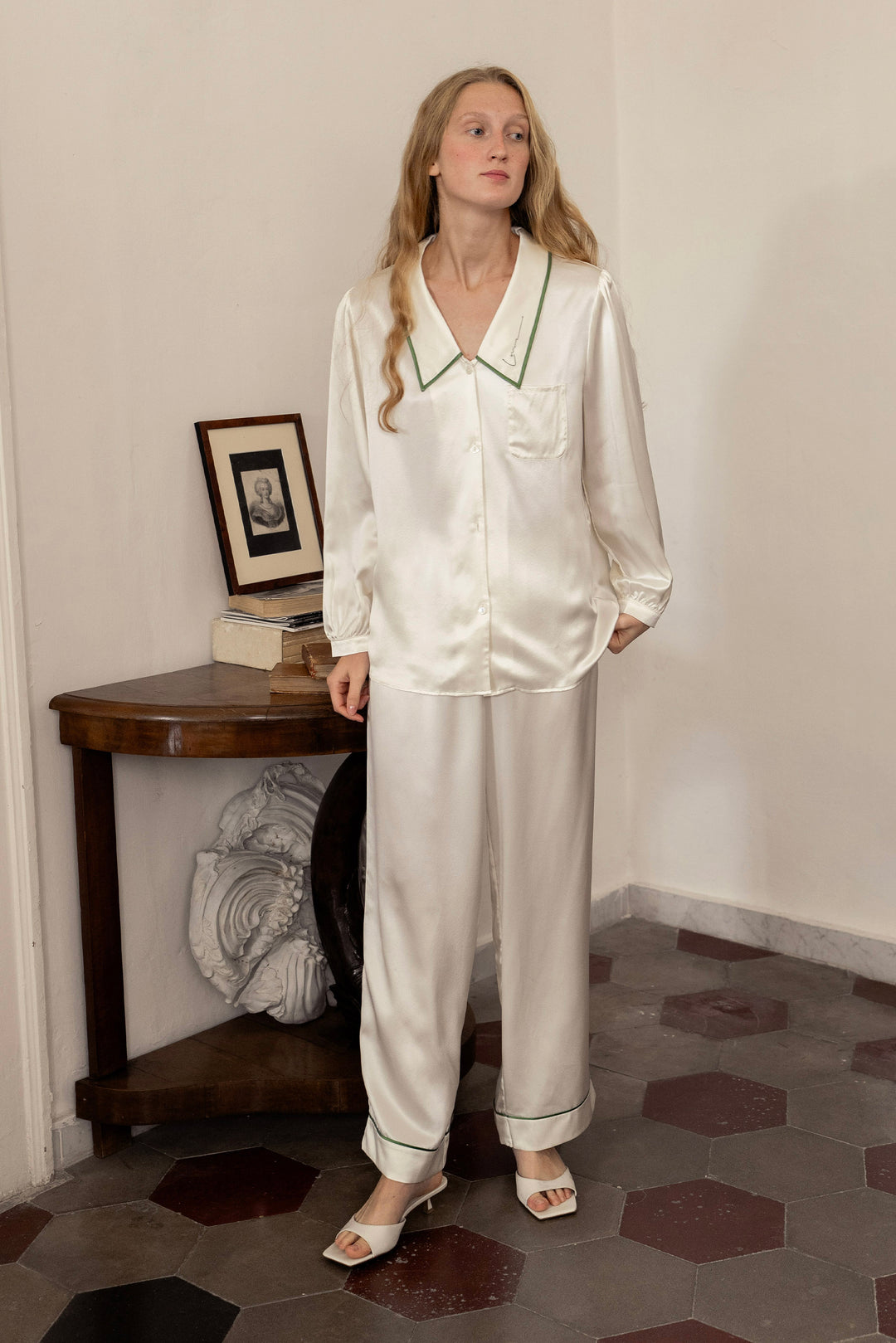 Christmas Spirit Silk Set | French Style Silk Long Set & Matching Scrunchie