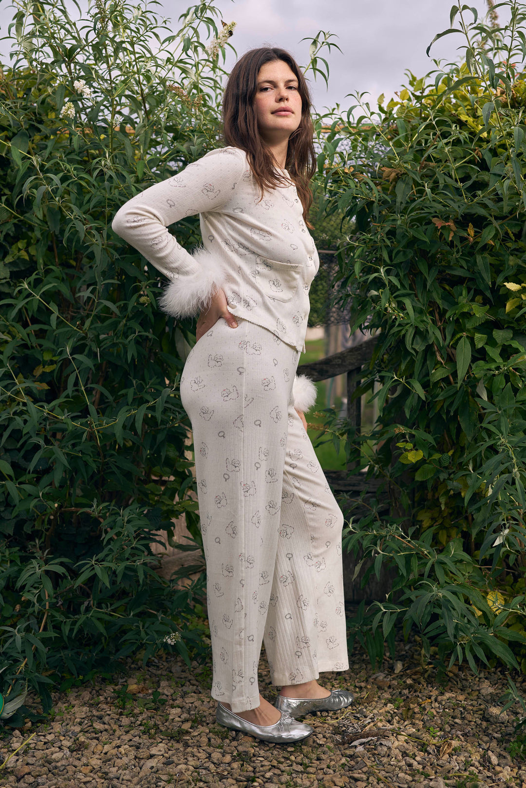 Kiki Cat Wool Silk Knit Top and Pants