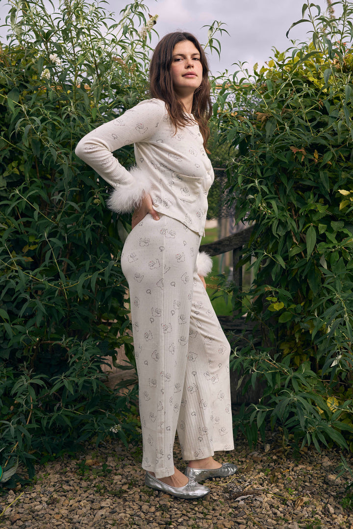 Kiki Cat Wool Silk Knit Top and Pants