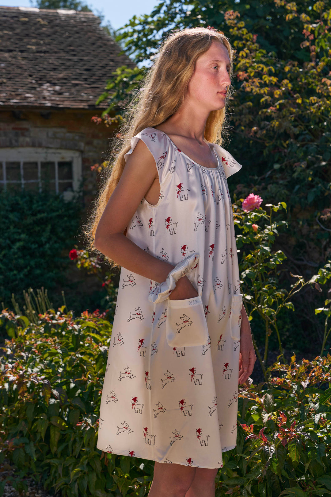 Bubbie 22 Momme Silk Printed Sleeveless Dress