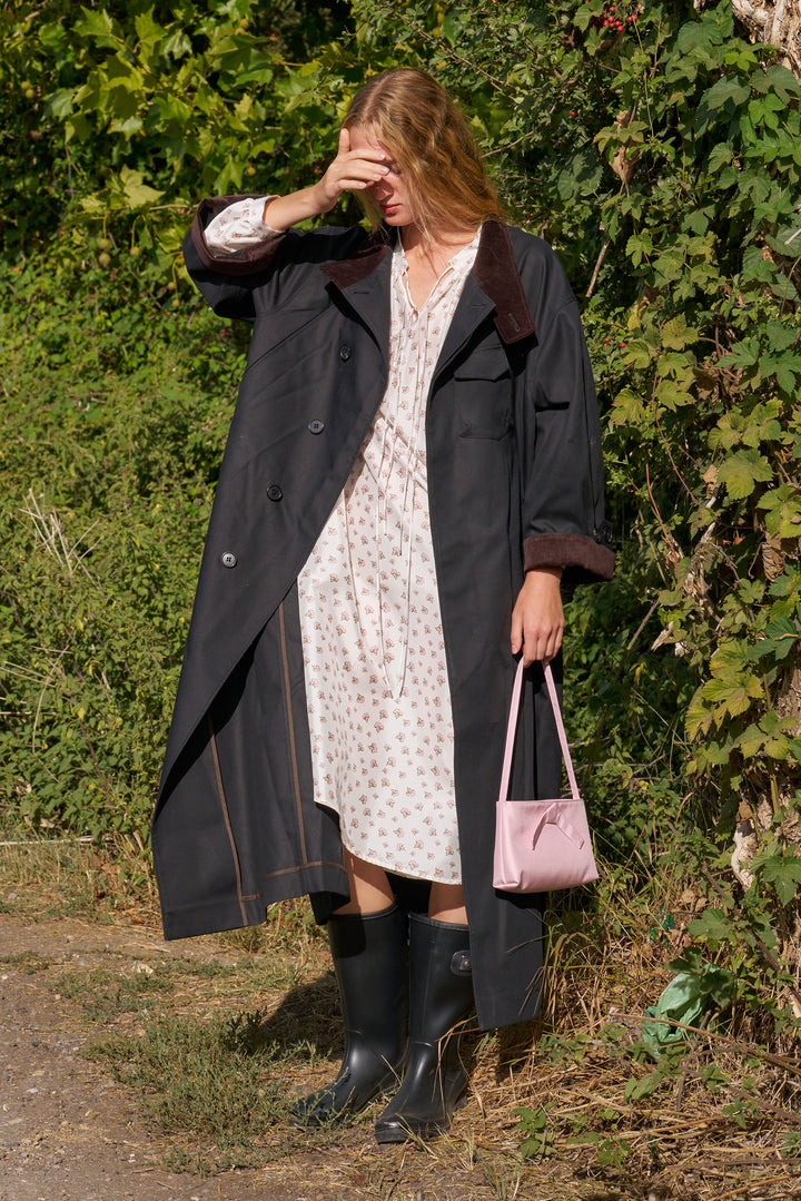 PAJA Farm Edit Amelia Four-Season Heavyweight Twill Wool Trench Coat - Black